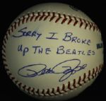 PETE ROSE SIGNED "SORRY I BROKE UP THE BEATLES" OML BASEBALL JSA