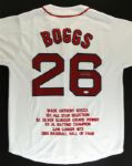 WADE BOGGS SIGNED RED SOX STAT JERSEY JSA