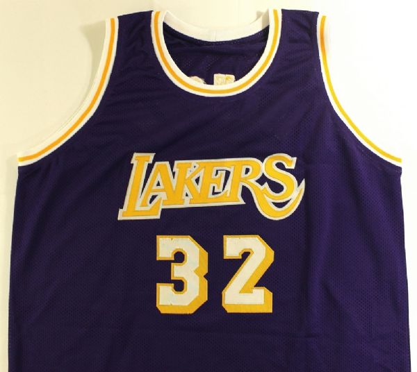 MAGIC JOHNSON SIGNED L.A. LAKERS JERSEY JSA WITNESSED 