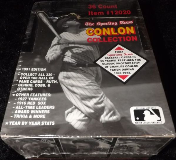 1991 THE SPORTING NEWS CONLON COLLECTION NEAR COMPLETE BOX 27 PACKS