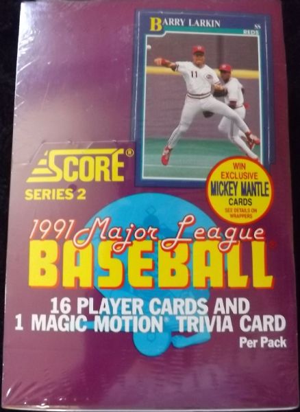 1991 SCORE SERIES 2 MLB FACTORY SEALED BOX, 36 PACKS LOT OF 2