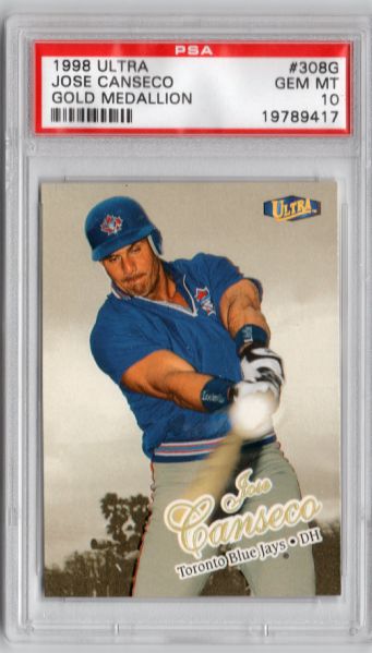 1998 ULTRA GOLD MEDALLION #308G JOSE CANSECO PSA 10