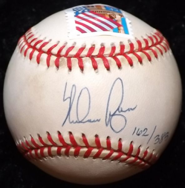 NOLAN RYAN SIGNED 162/383 OAL BASEBALL USPS POST MARKED