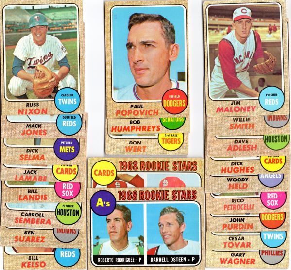 1968 TOPPS SET BUILDER 45 CARD LOT W/HOF'S