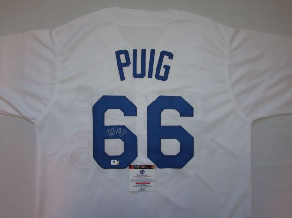 YASIEL PUIG SIGNED WHITE L.A. DODGERS JERSEY