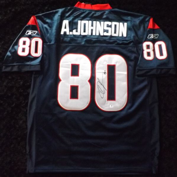 ANDRE JOHNSON SIGNED ON FIELD TEXANS JERSEY