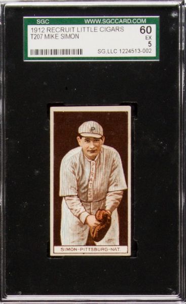 1912 T207 MIKE SIMON RECRUIT LITTLE CIGARS SGC 60 