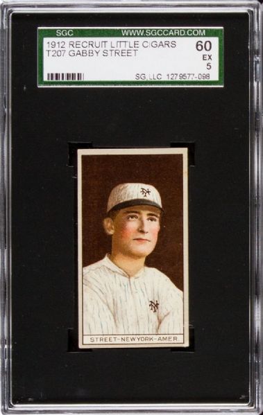 1912 T207 GABBY STREET RECRUIT LITTLE CIGARS SGC 60 