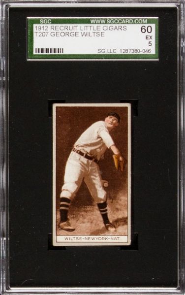 1912 T207 GEORGE WILTSE RECRUIT LITTLE CIGARS SGC 60 