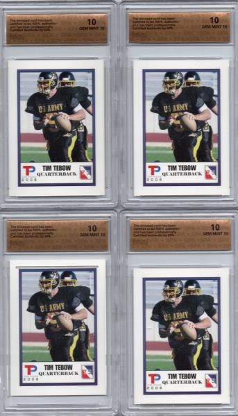 2006 TOP PICKS TIM TEBOW U.S. ARMY RC LOT OF 4 ALL GEM MINT 10