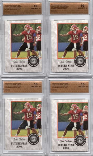 2006 FUTURE STARS TIM TEBOW GATORS RC LOT OF 4 ALL GEM MINT 10