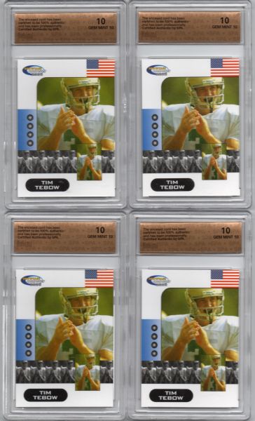 2006 SHOWCASE PROSPECTS TIM TEBOW RC LOT OF 4 ALL GEM MINT 10