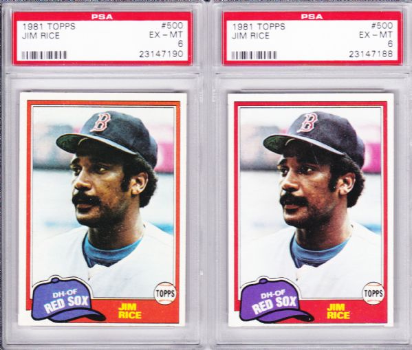 1981 TOPPS #500 JIM RICE PSA LOT OF 2