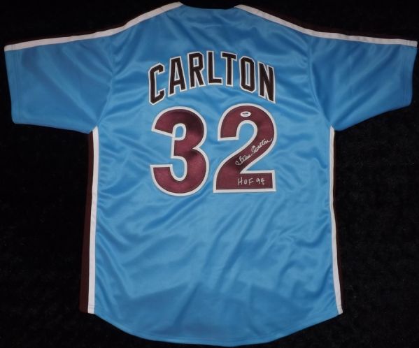 STEVE CARLTON SIGNED & INSCRIBED PHILLIES JERSEY PSA/DNA