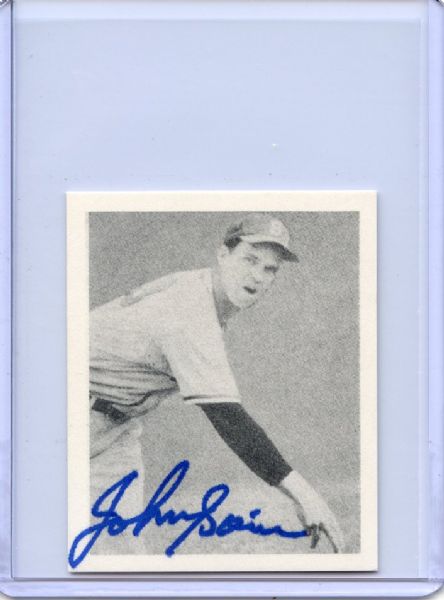 1948 BOWMAN #12 JOHNNY SAIN ROOKIE REPRINT SIGNED JSA