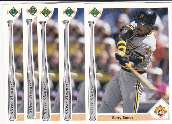 1991 UPPER DECK SILVER SLUGGER #SS5 BARRY BONDS LOT OF 10