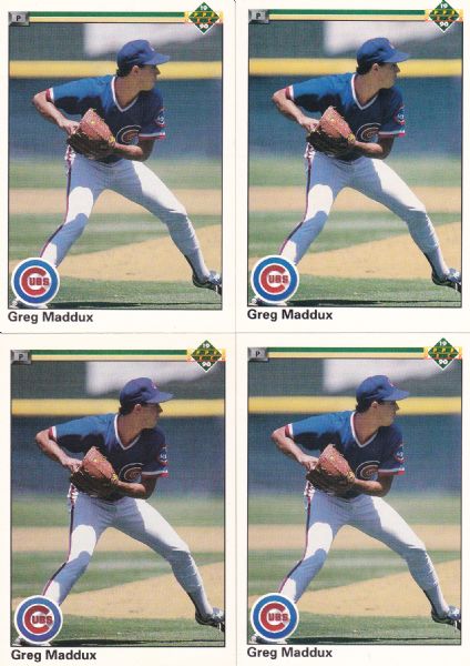 1990 UPPER DECK #213 GREG MADDUX 4 CARD LOT HALL OF FAME