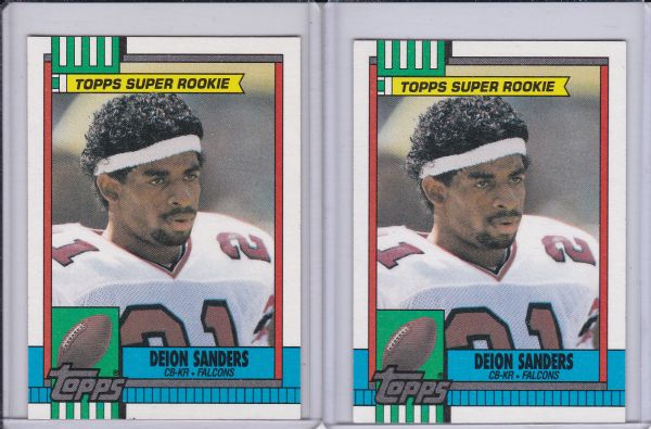 1990 TOPPS #469 DEION SANDERS ROOKIE LOT OF 2