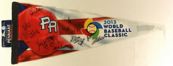 2013 PUERTO RICO WBC TEAM SIGNED FULL SIZE PENNANT PSA/DNA LOA