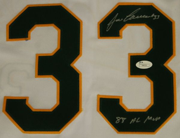 JOSE CANSECO SIGNED & INSCRIBED OAKLAND A'S JERSEY JSA