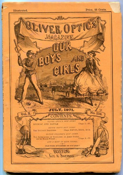 1871 OLIVER OPTIC'S MAGAZINE WITH BASEBALL COVER!