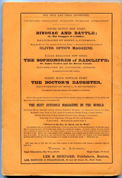 1871 OLIVER OPTIC'S MAGAZINE WITH BASEBALL COVER!