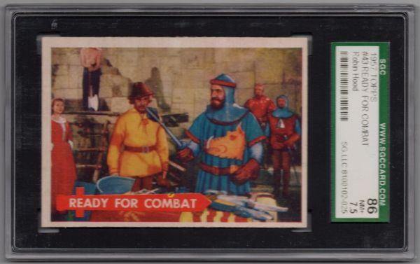 1957 TOPPS ROBIN HOOD #43 READY FOR COMBAT SGC 86