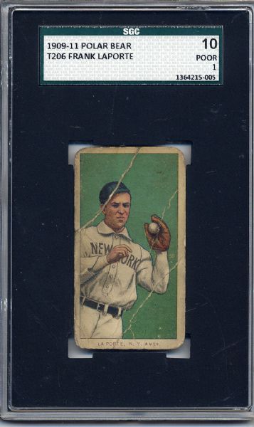 1909-11 T206 POLAR BEAR FRANK LAPORTE NEW YORK YANKEES