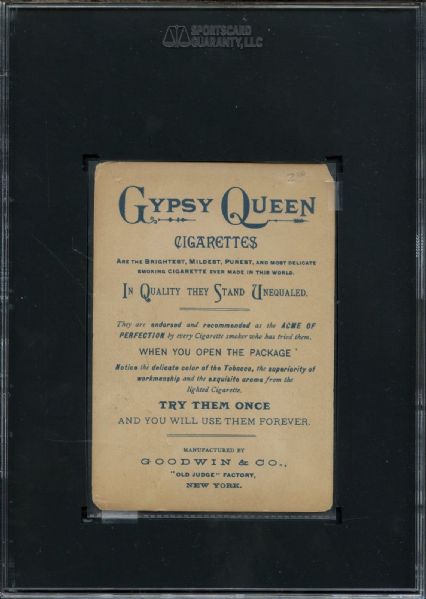 1886 GYPSY QUEEN CIGARETTES ANONYMOUS TRADE CARD SGC 10