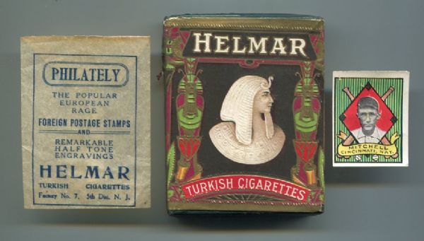 1911 T332 HELMAR STAMP, CIGARETTE PACK & INSERT ENVELOPE!