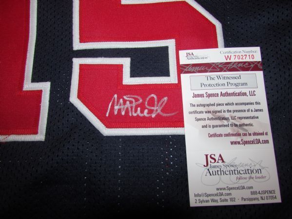 MAGIC JOHNSON SIGNED USA STAT JERSEY JSA WITNESSED 