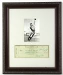 1948 TY COBB 13" X 17" FRAMED DISPLAY W/ SIGNED PERSONAL CHECK JSA