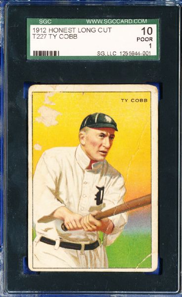 T227 1912 HONEST LONG CUT TY COBB SGC