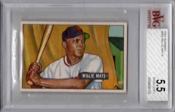 1951 BOWMAN #305 WILLIE MAYS ROOKIE! BVG 5.5