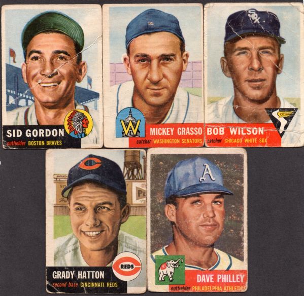 1953 TOPPS LOT OF 5 SET BUILDER SP'S & HIGH CARD!