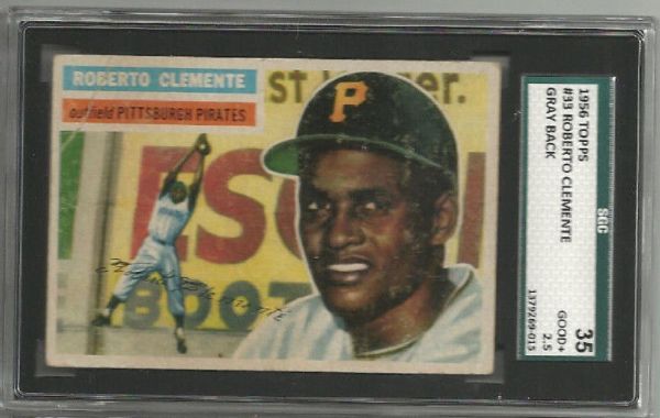 1956 TOPPS #33 ROBERTO CLEMENTE 2ND YR. CARD! SGC 35