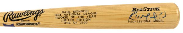 RAUL MONDESI SIGNED L.E. '94 R.O.Y. BASEBALL BAT JSA