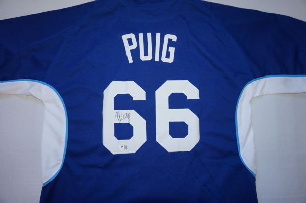 YASIEL PUIG SIGNED BLUE L.A. DODGERS JERSEY