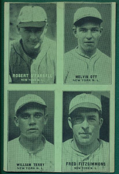 1931-32 EXHIBITS 4 IN 1 HALL OF FAMERS MEL OTT - BILL TERRY 