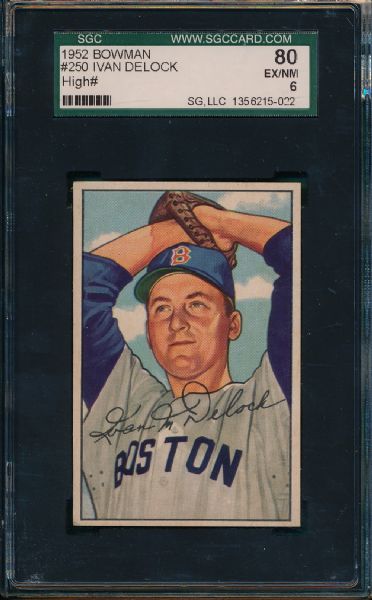 1952 BOWMAN #250 IKE DELOCK SGC 80