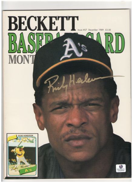 1989 BECKETT BASEBALL CARD MONTHLY MAGAZINE SIGNED BY RICKEY HENDERSON!