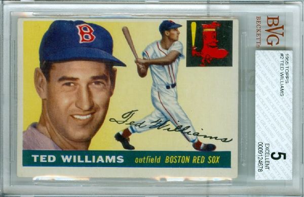 1955 TOPPS #2 TED WILLIAMS BVG 5