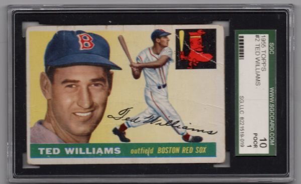 1955 TOPPS #2 TED WILLIAMS SGC 10