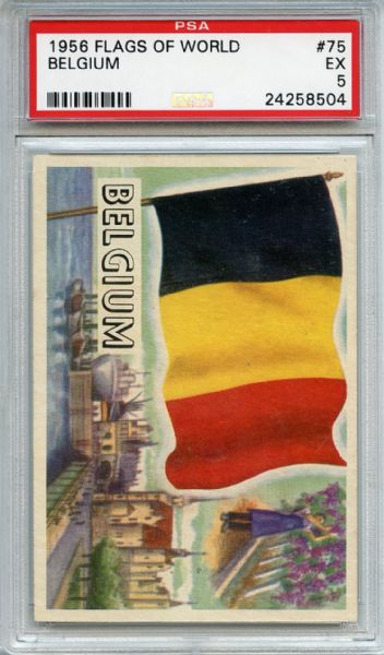 1956 FLAGS OF THE WORLD #75 BELGIUM PSA 5