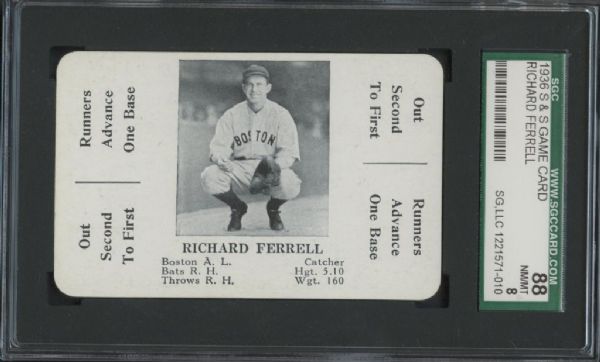 1936 S&S GAME RICH FERRELL HALL OF FAME NM/MT SGC 88