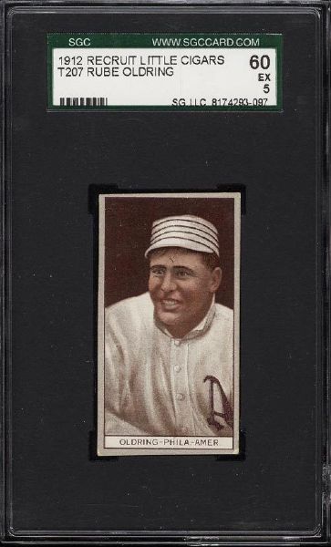 1912 T207 BROWN BACKGROUND RUBE OLDRING SGC 60