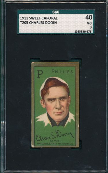 1911 T205 SWEET CAPORAL CHARLES DOOIN SGC 40