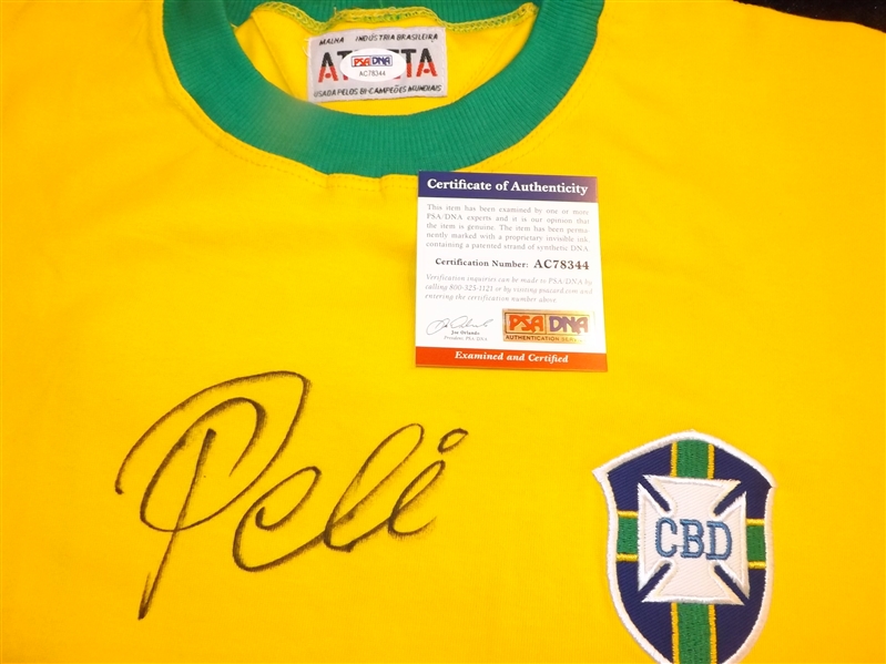 PELE SIGNED 1970 WORLD CUP BRAZIL SOCCER JERSEY! PSA/DNA