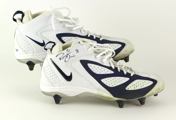ROOSEVELT COLVIN DATED GAME USED & SIGNED CLEATS PATRIOTS PSA/DNA