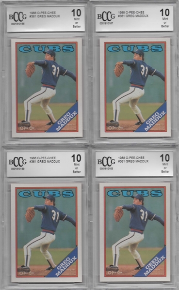 1988 O-PEE-CHEE #361 GREG MADDUX LOT OF 4 ALL BCCG 10